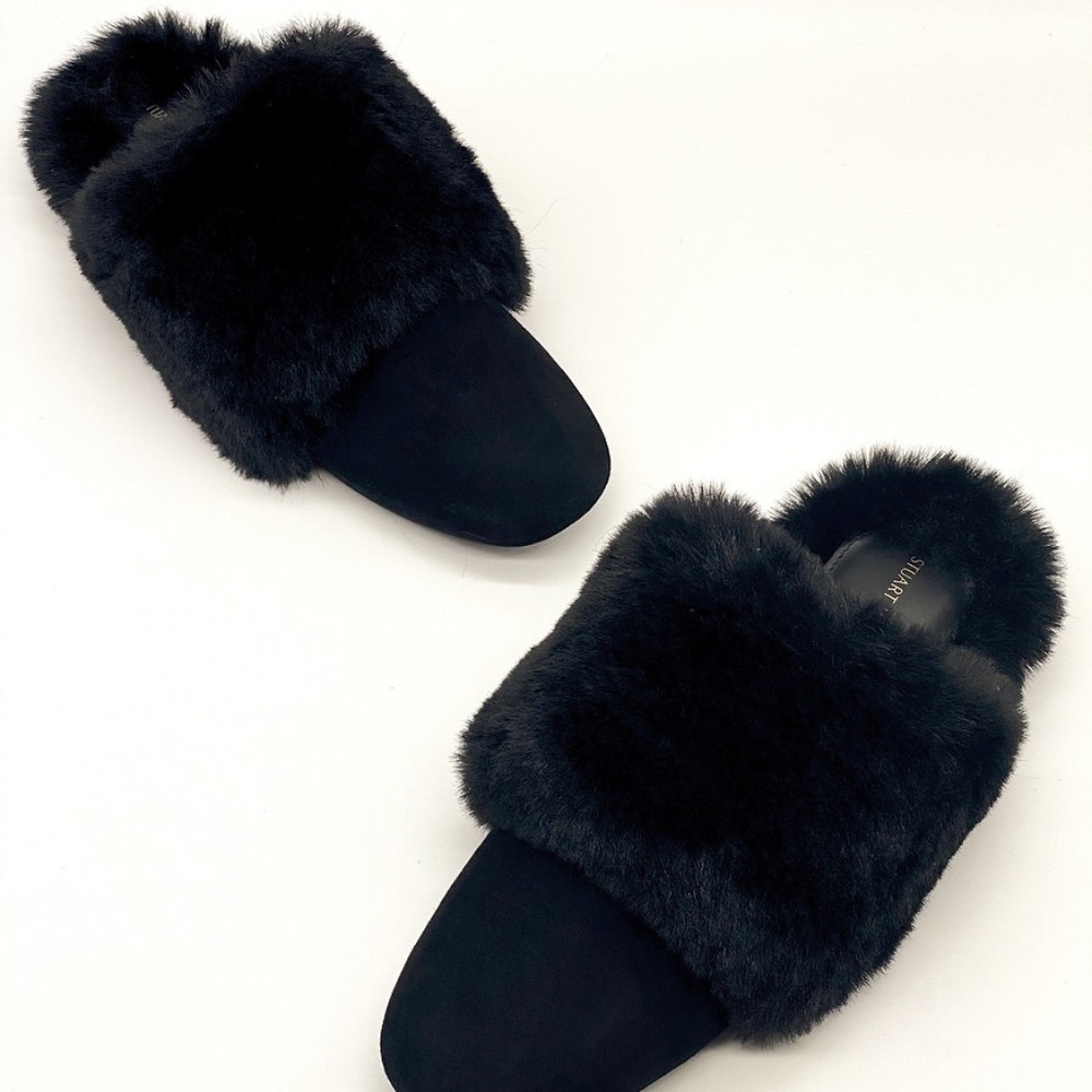 Stuart Weitzman Edie Chill Faux Fur Trimmed Mule - Picture 6 of 9